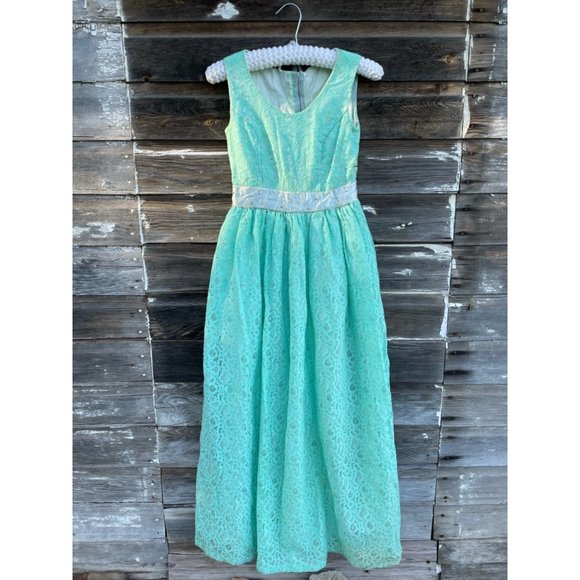unbranded Dresses & Skirts - Vintage 1960 Lace Aqua Green Maxi Dress
